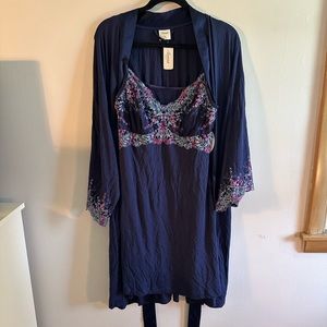 Soma Cool Nights Embroidered Chemise& Robe Set